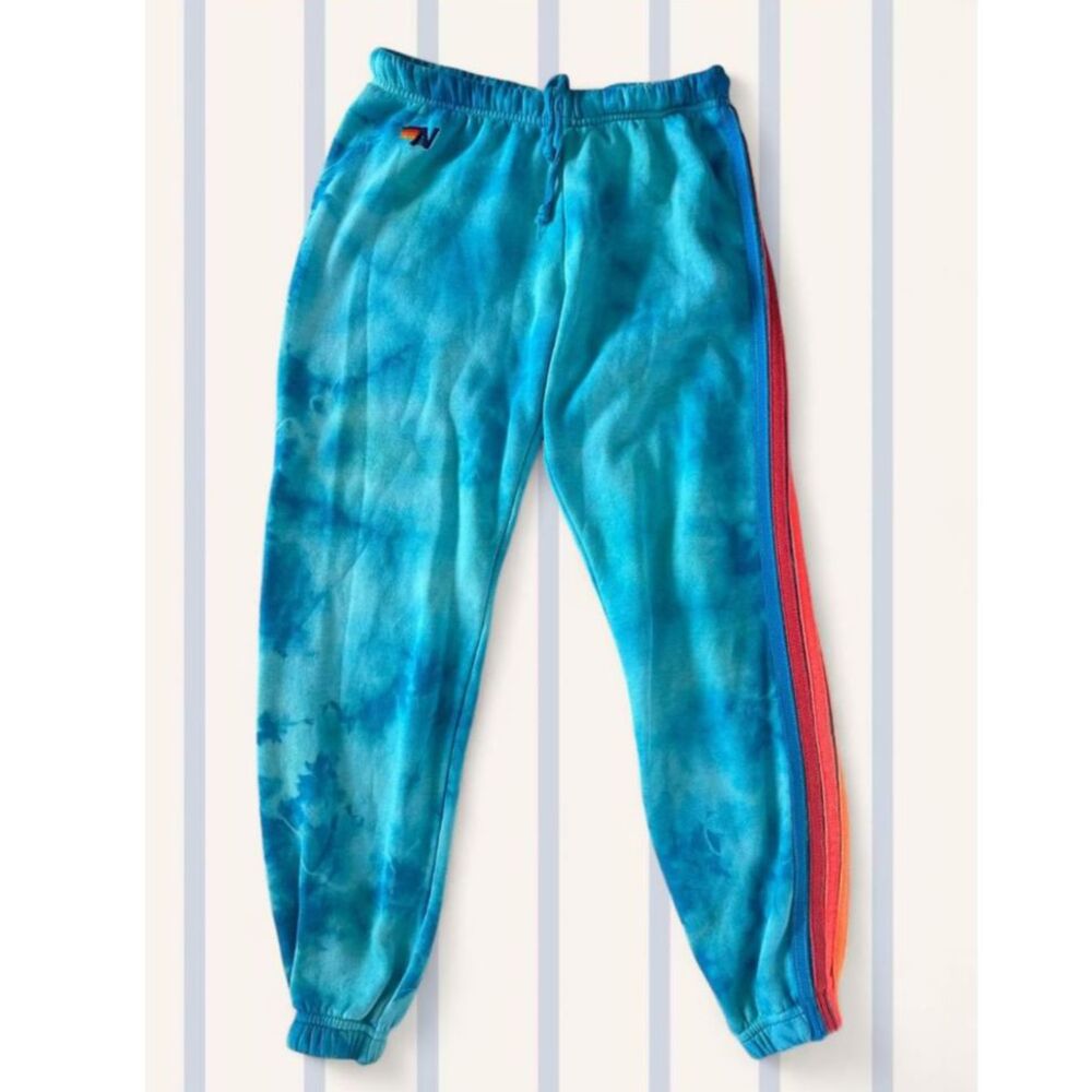 Aviator Nation 5 Stripe Sweatpants Blue Tie-Dye Women’s Small Joggers